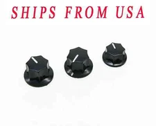 3-Pack USA Spec Jazz Bass Knobs 1/4" J Bass Large with Small Knob Set Black