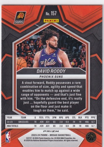 Mosaico Panini 2023-24 - David Roddy #157 Genesis Prizm - Imagen 2 de 2