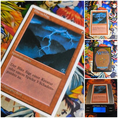 MTG Lightning Bolt   Nm Fourth Edition Magic the Gathering 1995 Red Deck Og