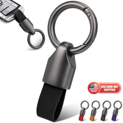 Suede Leather Waist Belt Buckle Zinc Alloy Small Car Key Ring Keychain Men Women