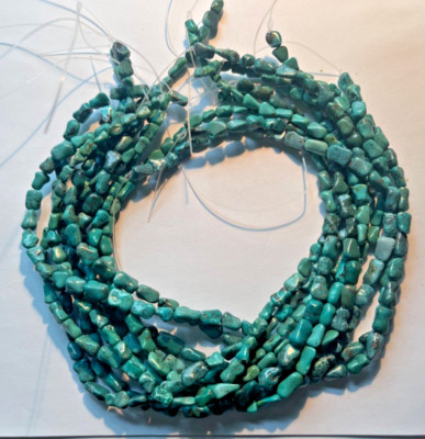 RARE VINTAGE 16'' BLUE TURQUOISE NUGGETS STRAND 12X6-10X5MM BELOW WHOLESALE!!!