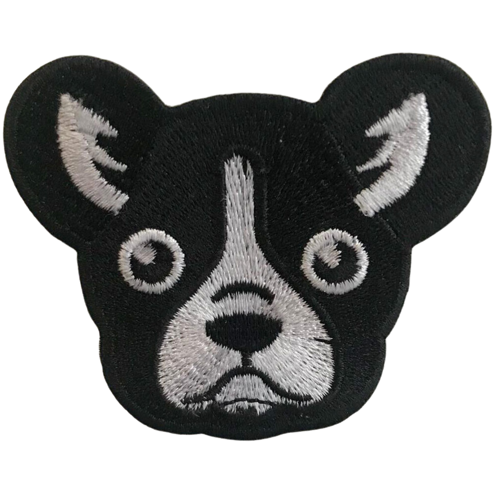 Cute Black and White Dog Face Embroidered Iron-On Sew-On Patch