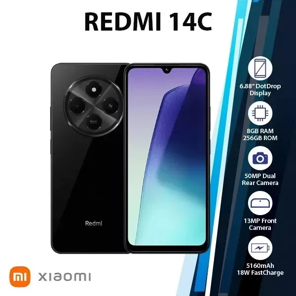 Xiaomi Redmi 14C (256GB+8GB) 4G Factory Unlocked GSM Cell Xiaomi Redmi 14C (256GB+8GB) 4G Factory Unlocked GSM Cell