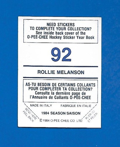1984-85 OPC 84-85 O PEE CHEE NHL HOCKEY STICKER 1-146 SEE LIST - Picture 155 of 251