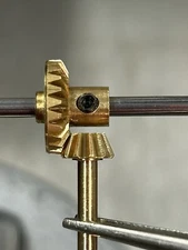 QTY 1 SET  BRASS 10/23 TEETH 3MM BORE/ SHAFT 90 DEG BEVEL GEAR SET 2.3:1 RATIO