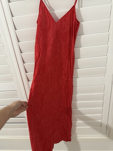 Silk Laundry 90’s Slip dress Red Tulips Size S 100 % Silk - Picture 6 of 7
