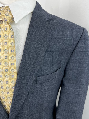 JOS A BANK Traveler’s Men’s Charcoal Glen Check Wool Sport Coat Blazer Sz 44 R - Picture 5 of 11