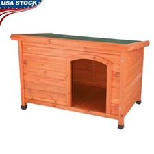 Weatherproof Dog House W/ Elevated Floor Adjustable Legs Hinged Roof Outdoor New