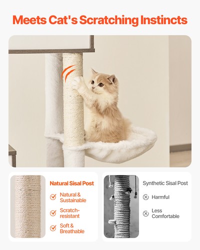 72.83" Large Cat Tree Litter Box Enclosure 2-in-1 Cat Tower Indoor Play House - Picture 3 of 12