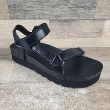 Reef Cushion Rem Hi Womens Platform Sandal Sz 9 Black Slingback Open Toe Classic