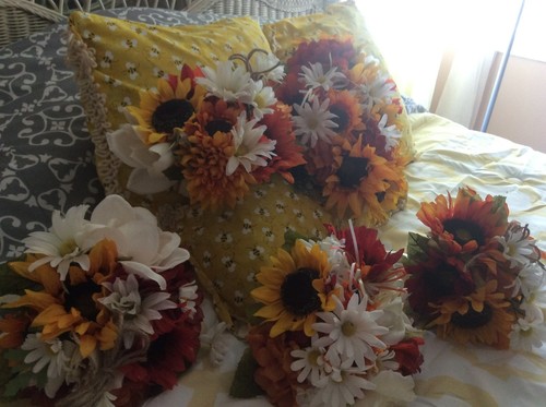 Wedding flowers bridal bouquets decorations sunflowers cranberry clearance - Picture 9 of 10