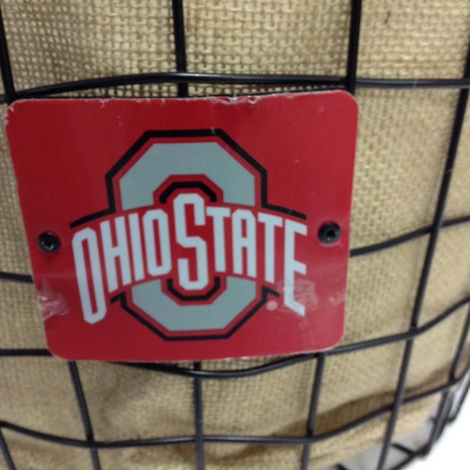 Ohio State OSU Buckeyes Wire Burlap Metal Basket Flower Planter Organize Storage - Image 2 of 4