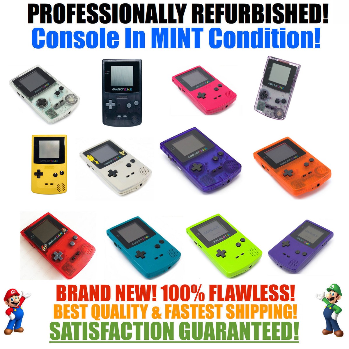 NEW SCREEN Nintendo Game Boy Color GBC System NEW PICK YOUR COLOR