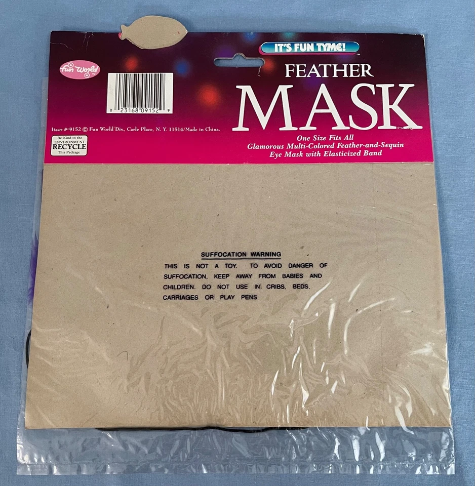 Fun World Feather/Sequin Masquerade Style Eye Mask W/ Elasticized Band One Size - Image 3 of 3