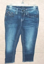 Women's blue VIGOSS capri cropped jeans / pants , A4 L21 Heritage Fit