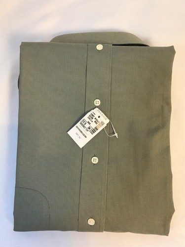 JOS A BANK TRAVELER’S LONG SLEEVE 17.5-34 OLIVE GREEN 100% COTTON FREE SHIP - Picture 3 of 6