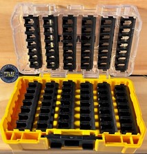 Estuche resistente Dewalt + Estuche de almacenamiento superior/inferior amarillo transparente con soportes para 84 bits