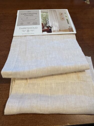 Light Filtering Linen Window Curtain Panel Color White Size: 54W x 84L Threshold