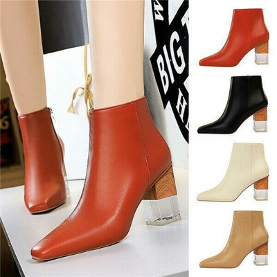 clear square heel shoes