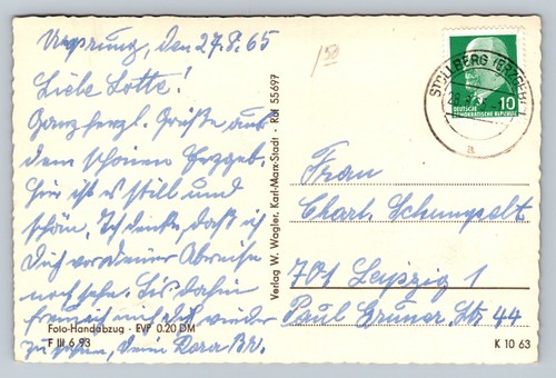 Postal c1965 RPPC: Origen Erzgebirge Fuente de las Montañas Minerales Alemania - Imagen 2 de 2