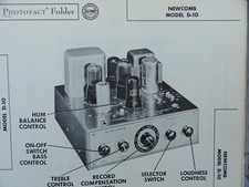 Vintage Sams Photofact Manual NEWCOMB MODEL D-10