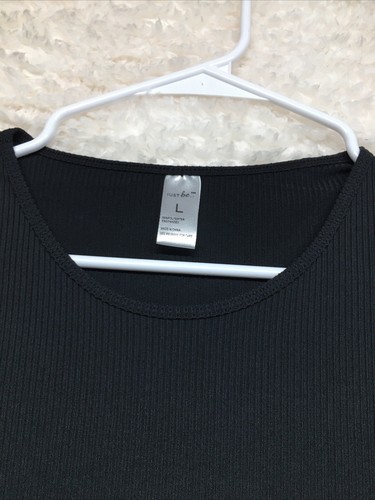 Ladies L Ribbed Bodysuit Black Beauty Snap Clousure Short Sleeve NWT - Picture 4 of 13