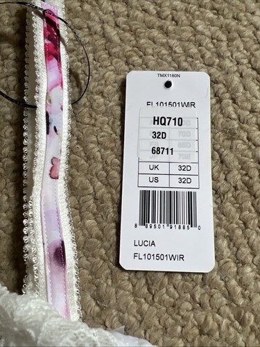 Reggiseno fantasia. Lucia, 32D. Nuovo con etichette. Crema/floreale - Foto 3 di 8