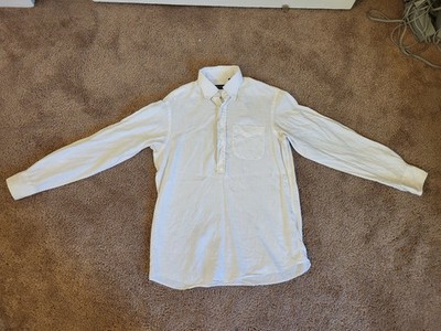 Spier & Mackay White Linen Popover Button-Down Shirt Size 15 Classic