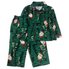 Carters Infant  Toddler Boys Green Santa Christmas Tree Holiday Pajamas 18m