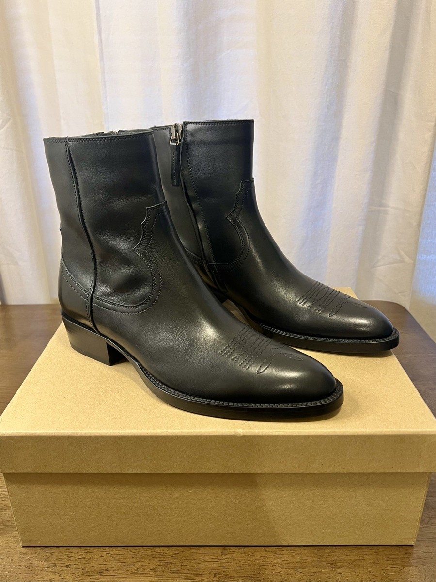 Buttero Santomato Men's Western Side Zip Ankle Boot Black Size 42