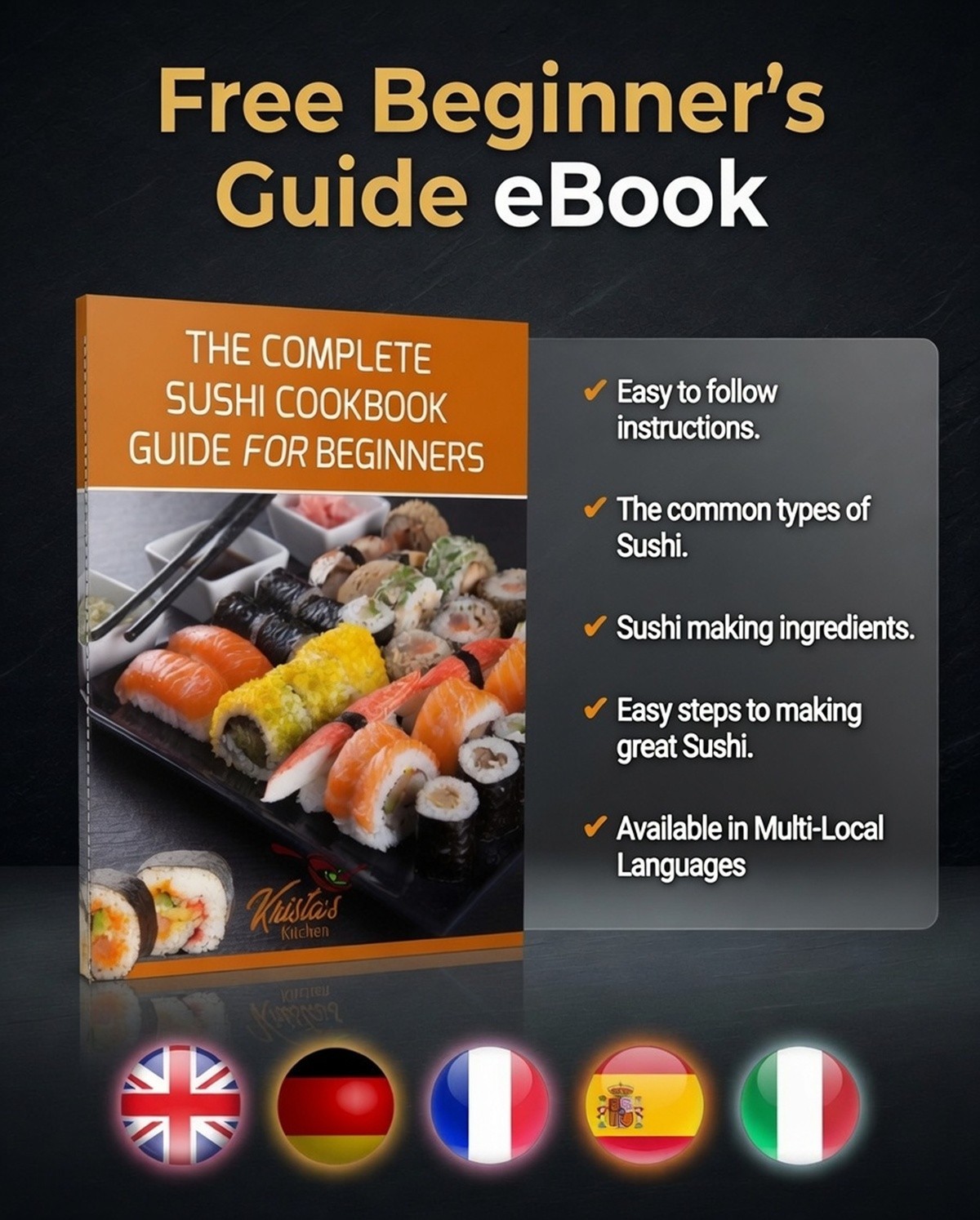 Beginner's sushi eBook available in English German French Spanish and Italian
