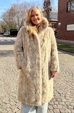 Luxury Vintage Grey Mink Fur Coat Women M L Genuine Mink Paws Leather