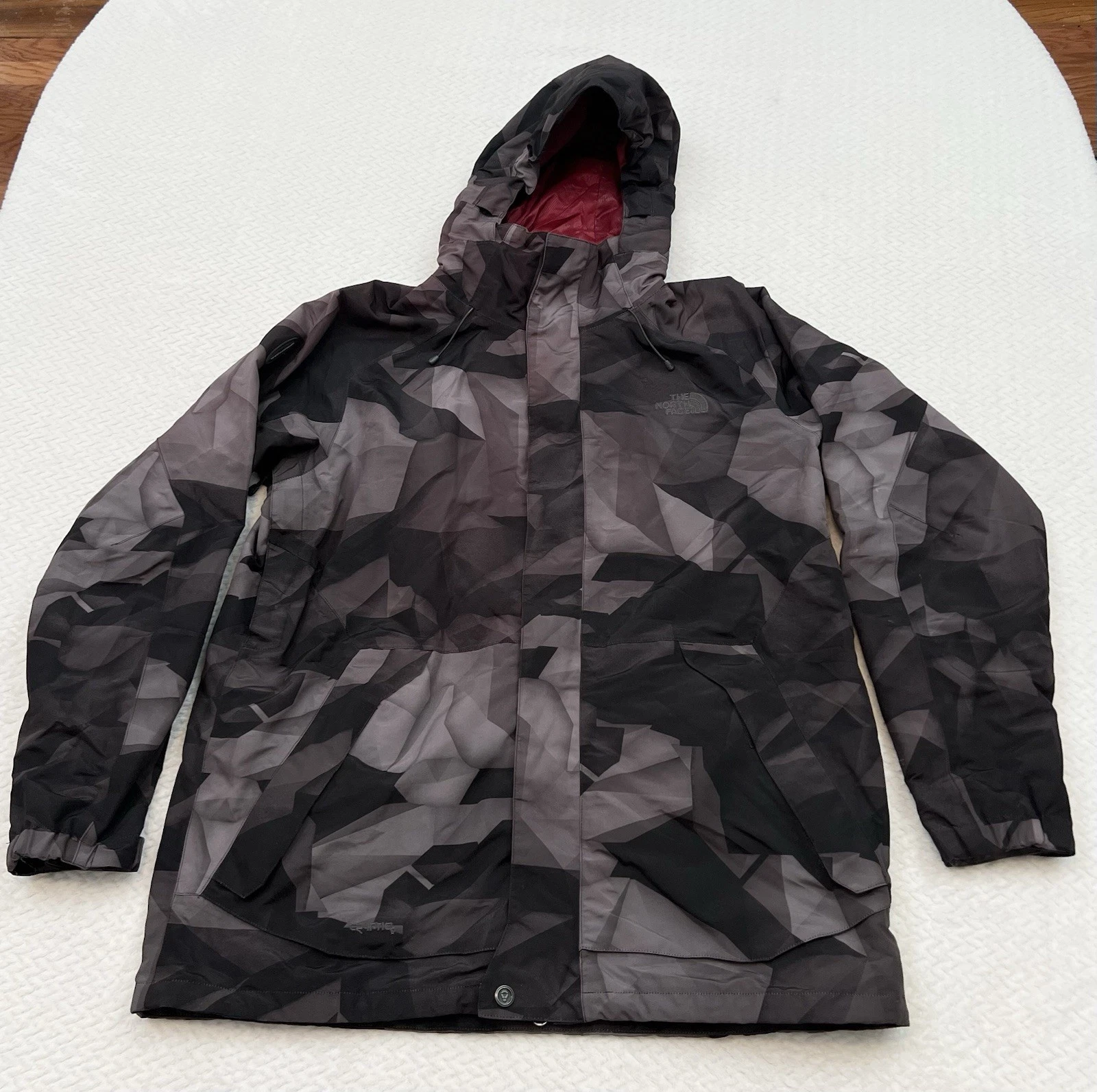 The North Face Vintage Cryptic Winter Coat Black/Gray Prisms Jacket Mens XL