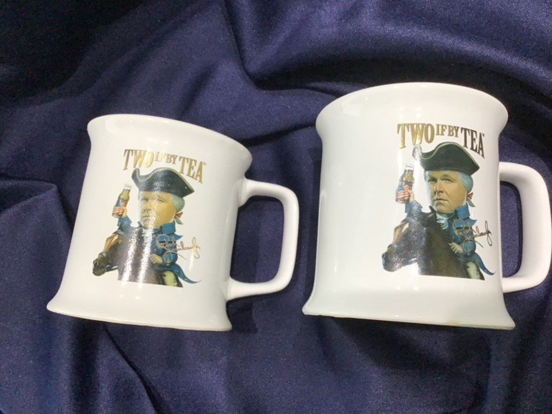 SET of 2 RUSH LIMBAUGH TWO IF BY TEA stoneware MUGS collectible NEVER USED! new!