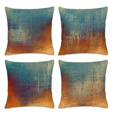 4 Pack Burnt Orange Teal Gradient Throw Pillow Covers 18x18 Art Decor, Modern...