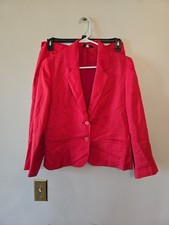 Russell Sherry Suit Womens 12 Red Wool Blazer...