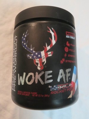 Bucked Up Woke AF Pre-Workout 12.7 Oz 30 Servings 'Merica Rocket Pop OPENED