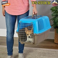 24" Spree 2-Door Top Load Pet Carrier Cats Dogs Blue Durable Travel Crate New