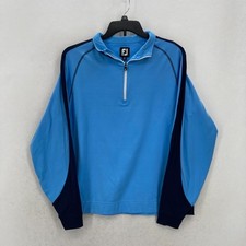 FootJoy 1/4 Zip Pullover Sweater Mens Medium Blue Striped Performance Golf Club