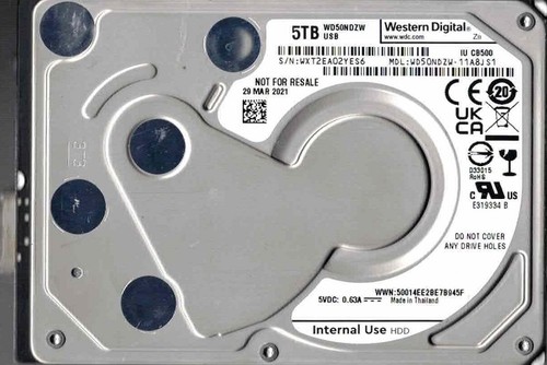 WD50NDZW-11A8JS1 WXT2E MAR 2021 Thailand Western Digital 5TB - 第 1/2 張圖片