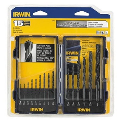 IRWIN Tools Black Oxide Drill Bit Set, 15-Piece (314015) 15pc 