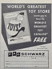 F A O Schwarz World's Greatest Toy Store Christmas 5th Ave Vintage Print Ad 1957
