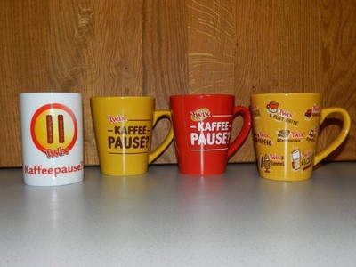 Twix Schokoriegel   4 verschiedene Tassen Sammeltasse Kaffeetasse Becher