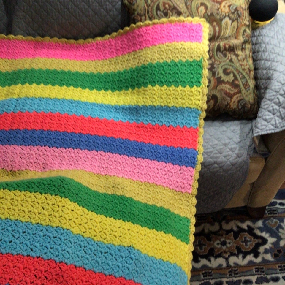 Handmade Crochet Afghan Blanket ,beautiful colors 47 x 47 chair throw - Image 3 of 4