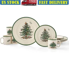 Christmas Tree Dinnerware Set 12 Piece Tableware Holiday Tradition Festive Gift