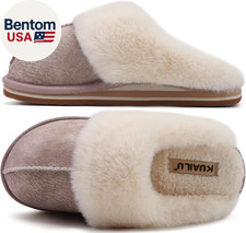 Womens Fluff Dual Memory Foam Slippers Ladies Cozy Arch Support Warm Scuff Slipp