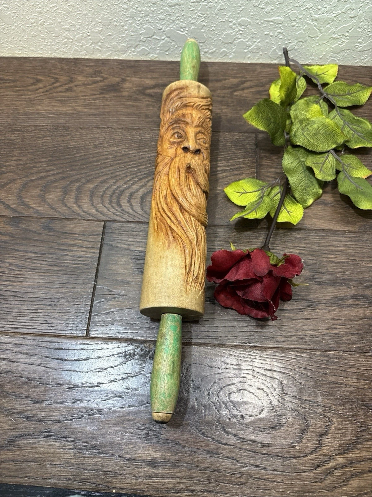 Wooden Carved Rolling Pin Painted Handles Woodsman Artist Signed Folk Art
Opens in a new window or t