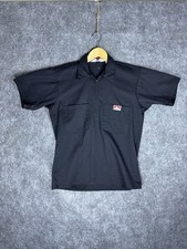 Vintage Ben Davis Shirt Mens Small Black 1/4 Zip Pullover Utility Work Made USA