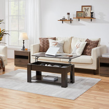 Tavolino Da Salotto Sollevabile LIFEZEAL - In Legno, Vano Portaoggetti, Regge Fino A 50 Kg, Misure 109x47,5x50-63 Cm, Colore Rovere