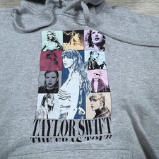 Taylor Swift Unisex Hoodie The Eras Tour Gray Medium Graphic Concert Sweatshirt